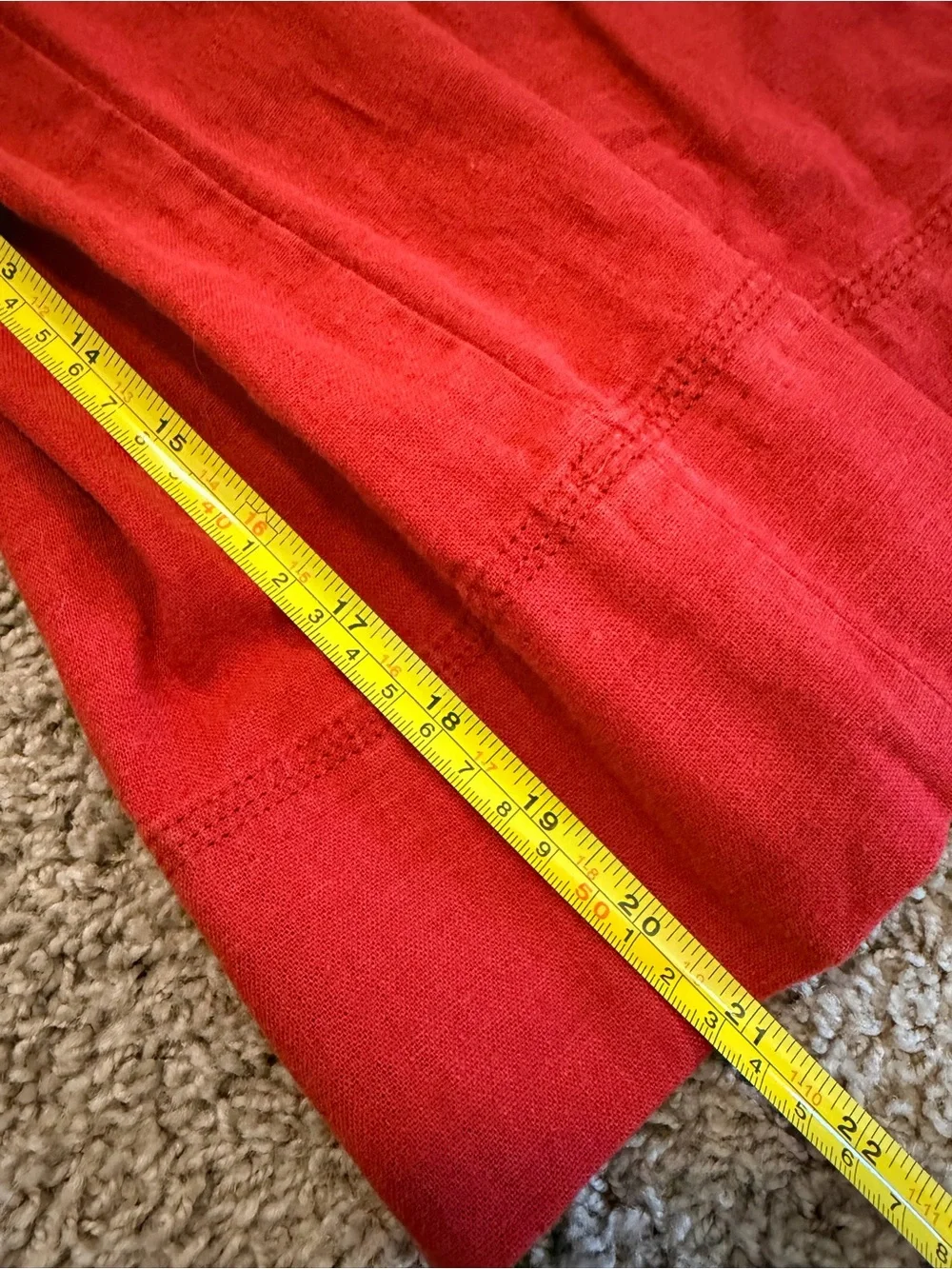 Wide Leg Crop Linen Blend Pants - Red